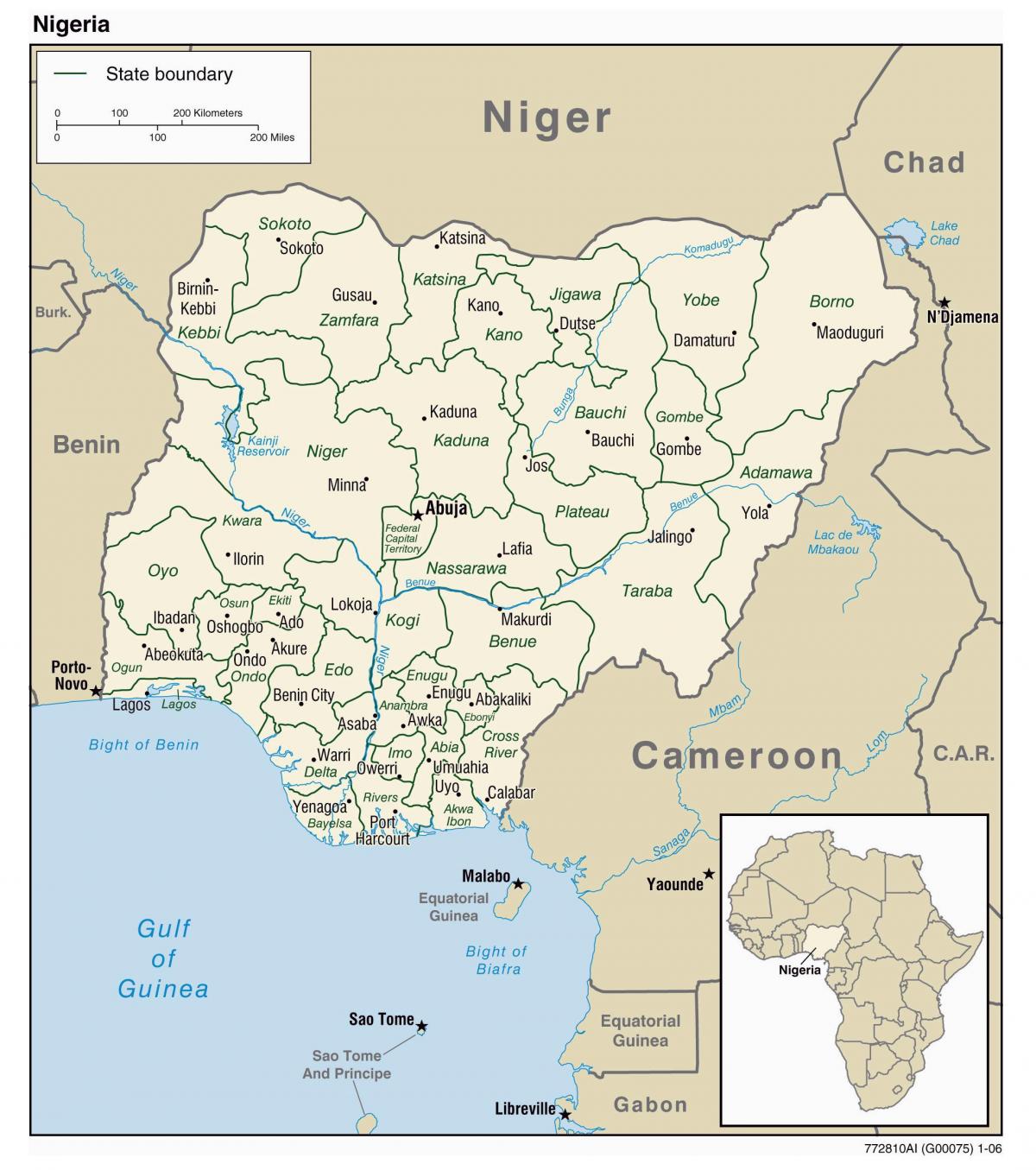 mapa amb les ciutats de nigèria