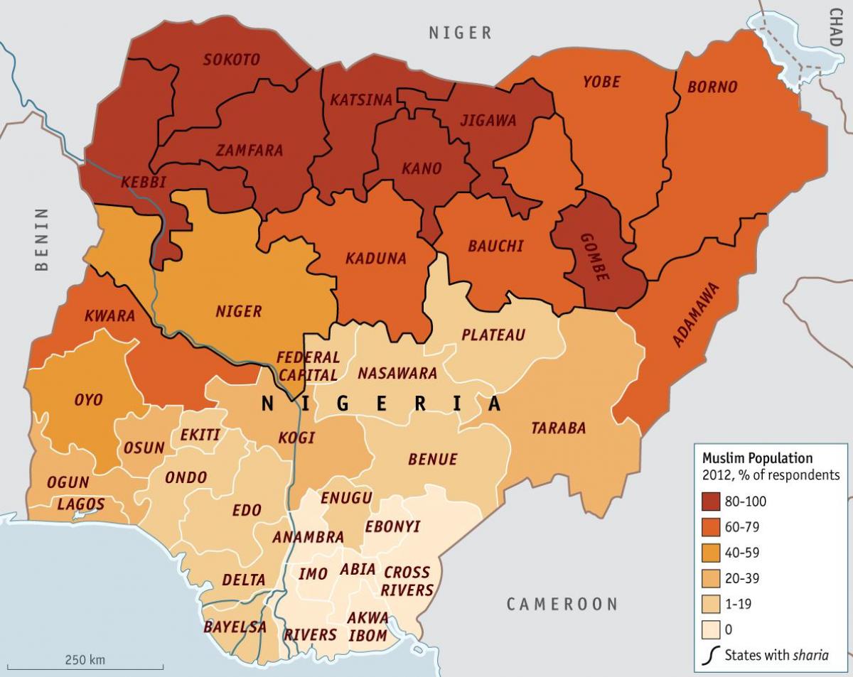 Mapa de nigèria religió
