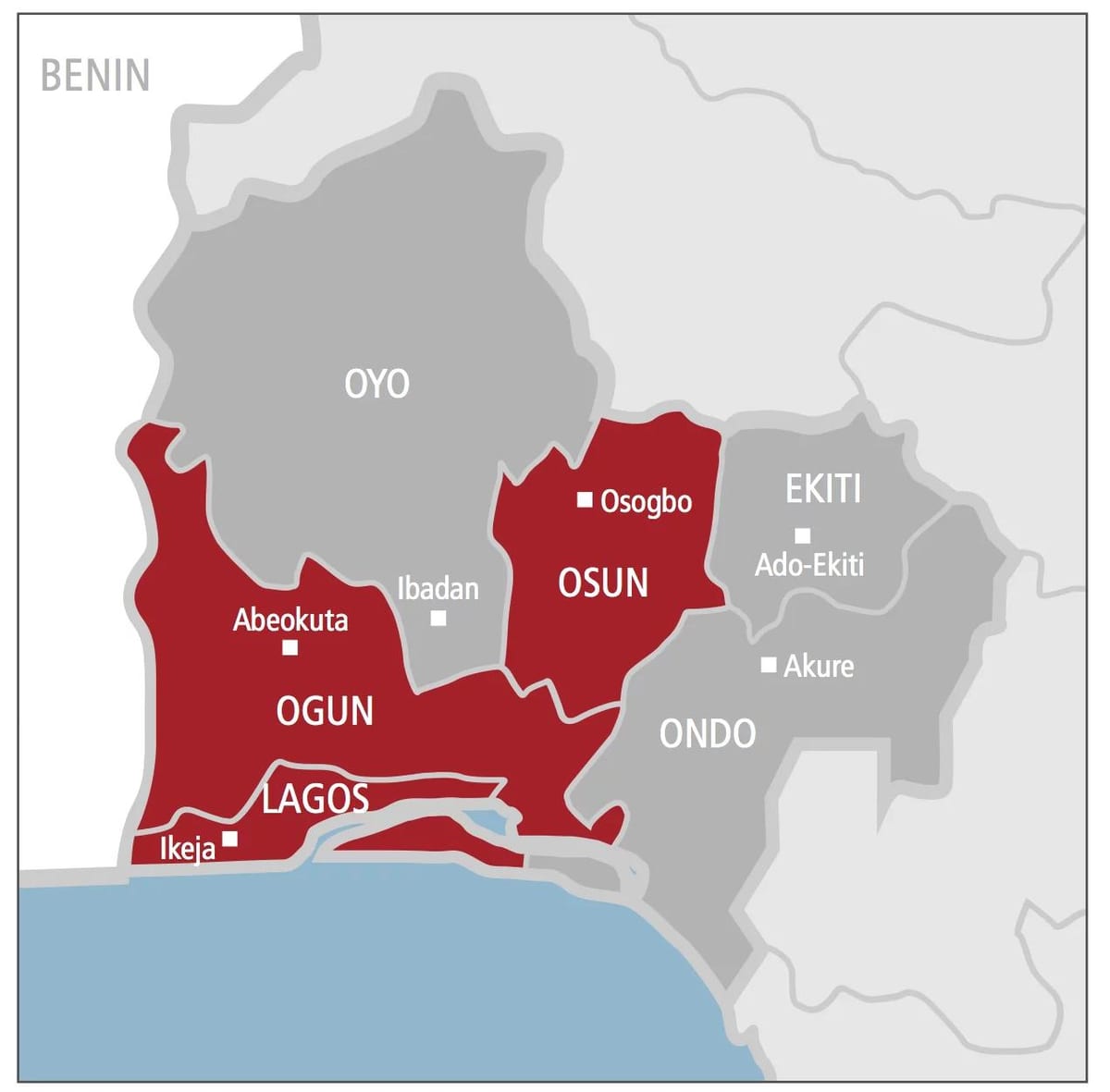 oest de nigèria mapa