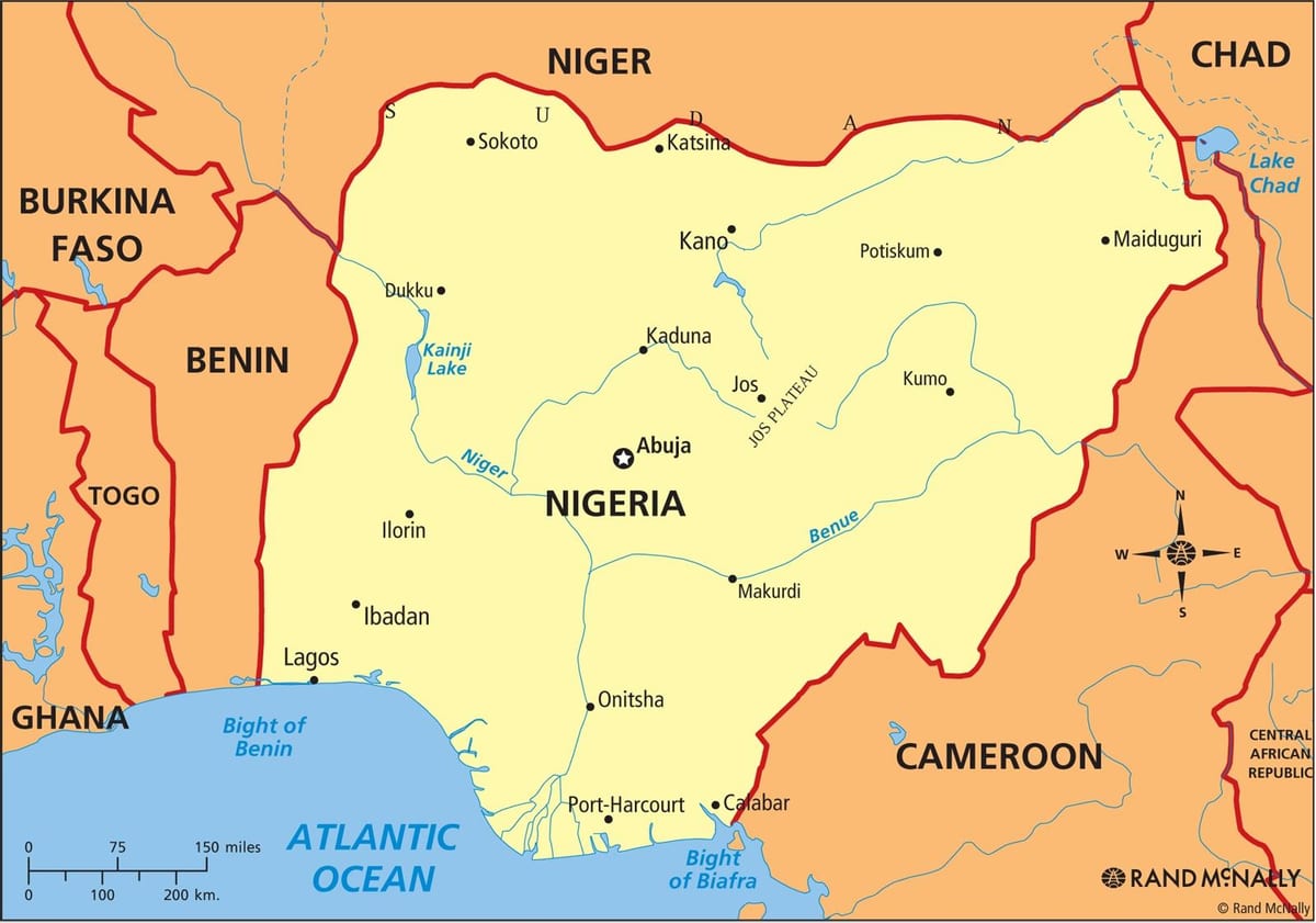 mapa de nigèria mostrant riu níger i benue