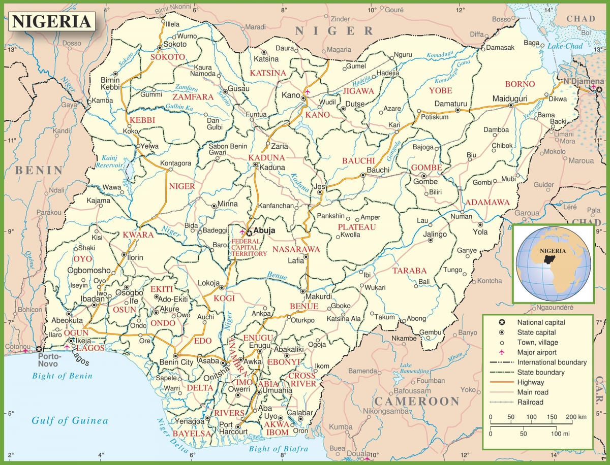 mapa complet de nigèria
