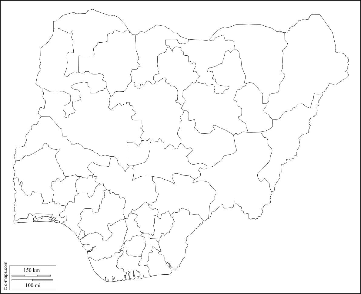 en blanc mapa de nigèria