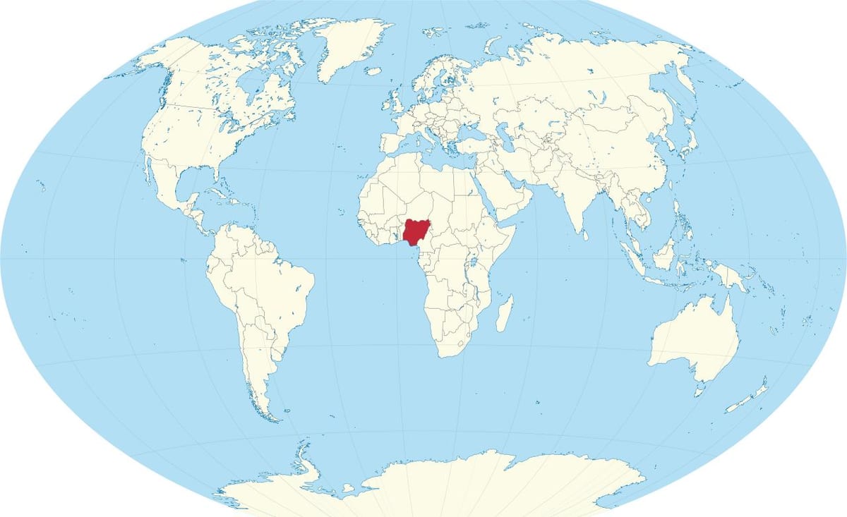 mapa del món que mostra nigèria