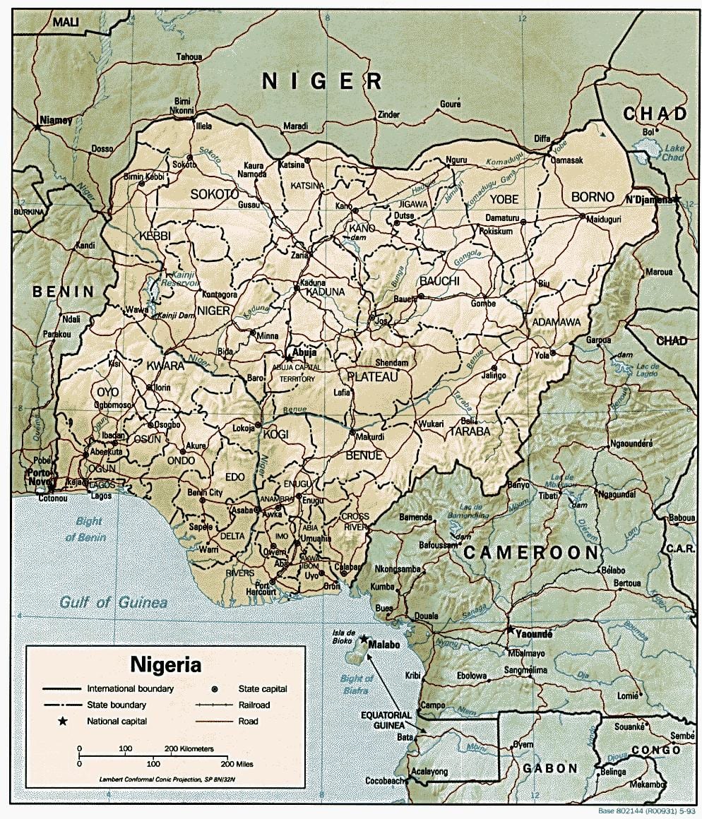 mapa geogràfic de nigèria