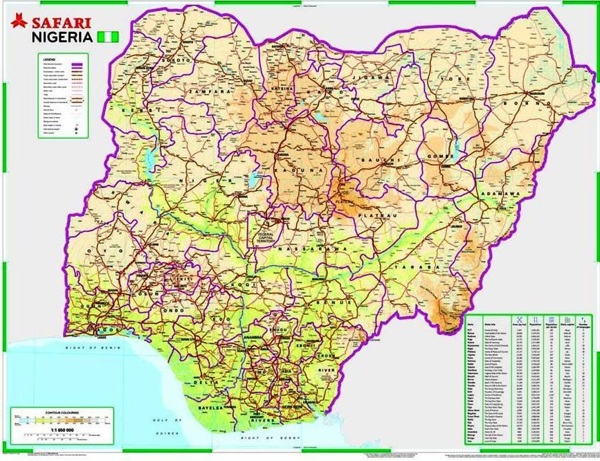 Mapa de nigèria carretera distància