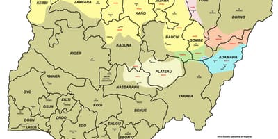 Mapa de nigèria mostrant el 36 estats i les seves capitals