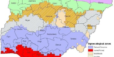 Mapa de nigèria mostrant la ecològic de les zones