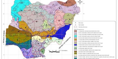 Mapa de nigèria mostrant les diferents zones de vegetació