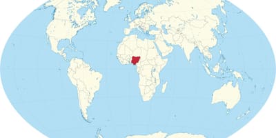 Mapa del món que mostra nigèria
