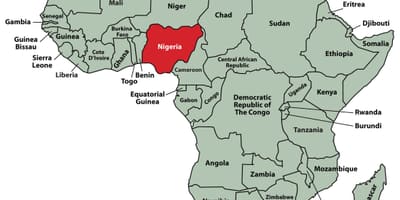 Mapa de nigèria ubicació a l'àfrica