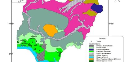 Mapa de nigèria mostrant vegetació
